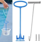 Dreyoo Pool Skimmer Basket Handle, Universal Hook Blue, Silver. Fixed Price $13.35.