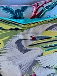 Egret Swirl & Pool Blue 1930'S Hollywood Regency Barkcloth Vintage Pillow Cover. Fixed Price $289.99.