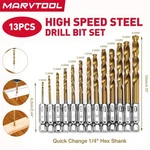 13PCS Hex Shank Drill Bits With Titanium Coating Hss Longer Life For Wood &metal. Fixed Price $7.99.