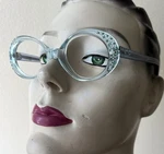 Nos Vintage 60S Pastel Aqua Blues Rhinestone Bubble Eyeglass Frame Unused Mcm 46. Fixed Price $175.00.