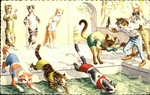 Fantasy Dressed Animals Cats Swimming Pool Race Gun Camera Mainzer Vintage Pc. Fixed Price $7.05.