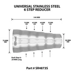 Universal Exhaust Pipe Reducer 50MM - 75MM 6 Step Adapter Performance Sys T304SS. Fixed Price $24.24.