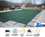 Hpi Rectangle Aquamaster Solid Swimming Pool Safety Cover W/ Center Step & Pump. Fixed Price $1347.17.