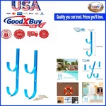 Blue Aluminum Pool Hanger Set Wall Mount 2 Hooks For Telescoping Poles, .... Fixed Price $16.24.