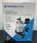 Pentair Flotec 3/4 Hp Zinc Body Submersible High Output Sump Pump FPZT7450. Fixed Price $150.00.