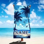 Customizable Name Beach Tropical Tree Design Sand-resistant Swim Towels. Fixed Price $23.99.