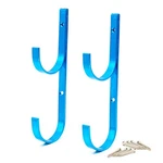 Pool Aluminum Pole Hanger Set Blue 1PACK 2 Hooks Rakes Skimmers Nets Wwd. Fixed Price $14.70.