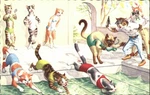 Fantasy Dressed Animals Cats Swimming Pool Race Gun Camera Mainzer Vintage Pc. Fixed Price $7.05.