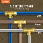 Vevor Pipe Fittings, 1/2" 12PCS Tee Brass Push-fit Connector. Fixed Price $89.90.