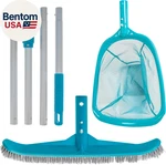 Pool Maintenance Kit With Leaf Skimmer Net, Brush, And Adjustable Telescopic Pol. Fixed Price $42.71.