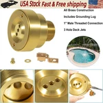 3 Hole Pool Brass Deck Jet Nozzle With Ground Lug Fit Swimming Spa Fountain. Fixed Price $85.99.