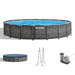 Intex Greywood Prism 18FTX48IN Frame Above Ground Pool Set With Pump (for Parts). Fixed Price $279.93.