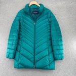 Lands End Coat Womens Large Aqua Wanderweight Puffer Down Long Jacket Pockets*. Fixed Price $34.99.