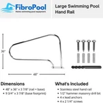 Fibropro Swimming Pool Hand Rail With Quick Mount Base (large). Fixed Price $111.75.