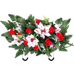 Cemetery Headstone Flower Saddle Decoration Christmas With Artificial Poinset.... Fixed Price $79.89.