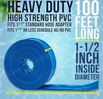 1-1/2" X 100' Heavy Duty Blue Swimming Pool Backwash Hose & Clamp, Discharge. Fixed Price $64.98.