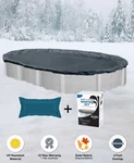 16'X25' Oval Above Ground Pool Cover + 4X8 Air Pillow Winterizing Kit. Fixed Price $108.99.