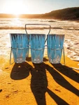 Mcm Anchor Hocking Drinking Glasses With Caddy Set Of 6 Retro Aqua Blue. Fixed Price $89.99.