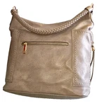 Miztrique Grace Taupe Single Braided Handle Hobo Bag With Outer Zippered Pockets. Fixed Price $34.46.