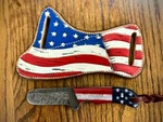 Handmade American Flag Cowboy Damascus Steel Blade Cutter Knife Engraving. Fixed Price $115.40.