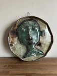 Original Butch Anthony Signed Folk Art Sculpture Head Trash Can Lid Cover. Fixed Price $750.00.