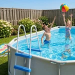 3-STEP 42IN Iron Pool Ladder (white Frame+blue Steps) High-quality, Child Safety. Fixed Price $71.58.