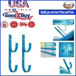 Blue Aluminum Pool Pole Hangers Set Of 2 Wall Mount Organizer For Equipm.... Fixed Price $17.66.