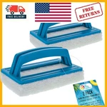 Hand-held Pool Brush 2 Pack Versatile Scrubbing Sponge For All Surfaces. Fixed Price $15.80.