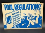 Vintage 1960S Poolmaster Sign Swimming Rules No Running Drinking Shoving.... Fixed Price $49.99.