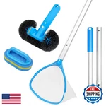 Tidymister 4-IN-1 Hot Tub Pool Spa Cleaning Set Skimmer Net Brush Scrub Pad Pole. Fixed Price $55.73.