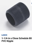 Lot Of (5) Lasco Close Nipple Pvc SCH.80, 1-1/4X1-5/8, 212-016RMC, Usa Made. Fixed Price $9.90.