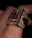 Men's King Of Spade Attractive Colorful Enamel Ring Vvs Moissanite 925 Silver. Fixed Price $441.99.