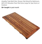 40"LX18"WX1.34"H Wooden Floor Mat Square Extra Large Teak Bath, Shower. Fixed Price $134.00.