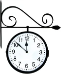 Dual Sided Black Hanging Clock For Indoor/outdoor Use - Medium Size. Fixed Price $134.99.