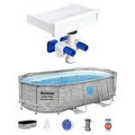 Bestway Multicolor Led Waterfall & 14'X8'X39.5" Above Ground Swimming Pool Set. Fixed Price $631.99.