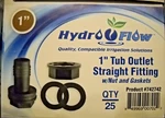 Hydro Flow 1" Tub Outlet Straight Fitting W' Nut And Gaskets Qty. 25 Free Ship. Fixed Price $49.00.