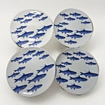 Caskata Set Of 4 School Fish Melamine Dinner Plates Nautical Ocean Beach Pool. Fixed Price $32.95.