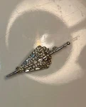 Rhinestone Closed Parasol Umbrella Brooch Silver 2 3/4 Grannie Core. Fixed Price $13.59.