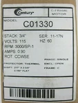 Century Ao Smith C-frame Motor 3000 Rpm 120V Shaft Length 2.37" Part # C01330. Fixed Price $29.75.