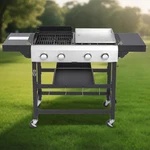 2+2 Burner Gas Plancha Grill Combo 38240 Btu With Cast Iron Grids 470 Sq In. Fixed Price $411.99.