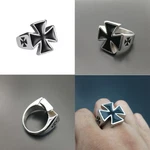 Us 2 Pack Mens Iron Cross Biker Ring Stainless Steel Mc Black Silver Size 7-11. Fixed Price $8.29.