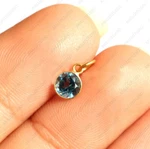 Solitaire Natural London Blue Topaz Pendant,charm 18K Gold Handmade Fine Jewelry. Fixed Price $225.58.