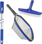 Poolvio Swimming Cleaning Kit, 14'' Brush Head & 50'' Telescopic Blue. Fixed Price $45.54.