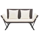 Patio Bench Adjustable With Cushions For Outdoor Garden Poly Rattan Vidaxl. Fixed Price $187.99.