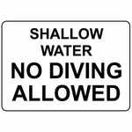 Horizontal Metal Sign Multiple Sizes Shallow Water No Diving Allowed Swimming. Fixed Price $14.99.
