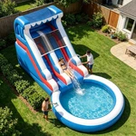 24FT Commercial Pvc Inflatable Blue Water Slide Combo Big Splash Pool For Kids. Fixed Price $1095.88.