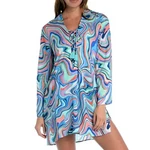 Nwt Blanca Swirl Print Long Sleeves Lace Up Beach Pool Tunic Cover S,m,l. Fixed Price $62.99.