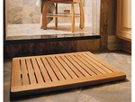 Teak Wood Rectangle Shower Spa Bathroom Floor Mat Indoor Outdoor 24" X 18". Fixed Price $99.00.